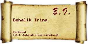 Behalik Irina névjegykártya